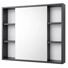 Dulap-oglinda pentru baie, 80 cm, negru, ALIC..
