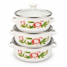 Set oale emailate albe cu pioni, D-16-20 cm, ..