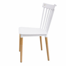 Scaun, carcasa din plastic, picioare din lemn..